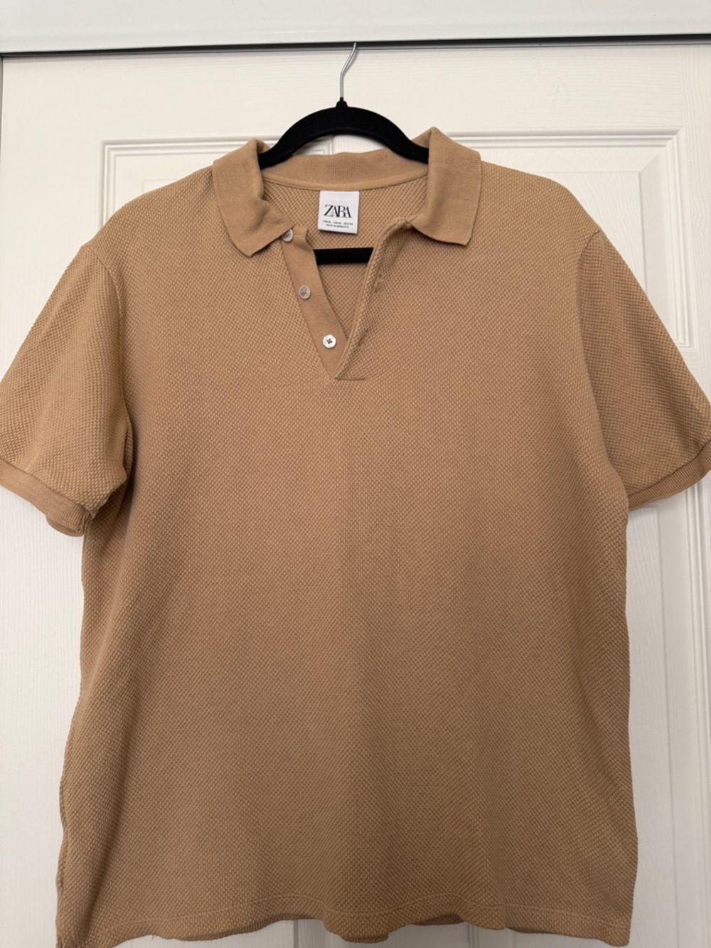 Zara Men’s Short Sleeve Polo — Camel/Tan